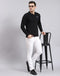 Men Black Solid Polo Collar Full Sleeve T-Shirt
