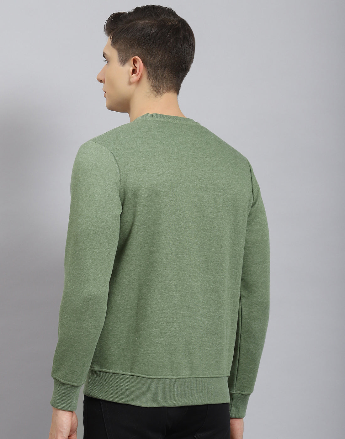 Men Green Printed Round Neck Full Sleeve Sweatshirt