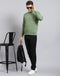 Men Green Printed Round Neck Full Sleeve Sweatshirt