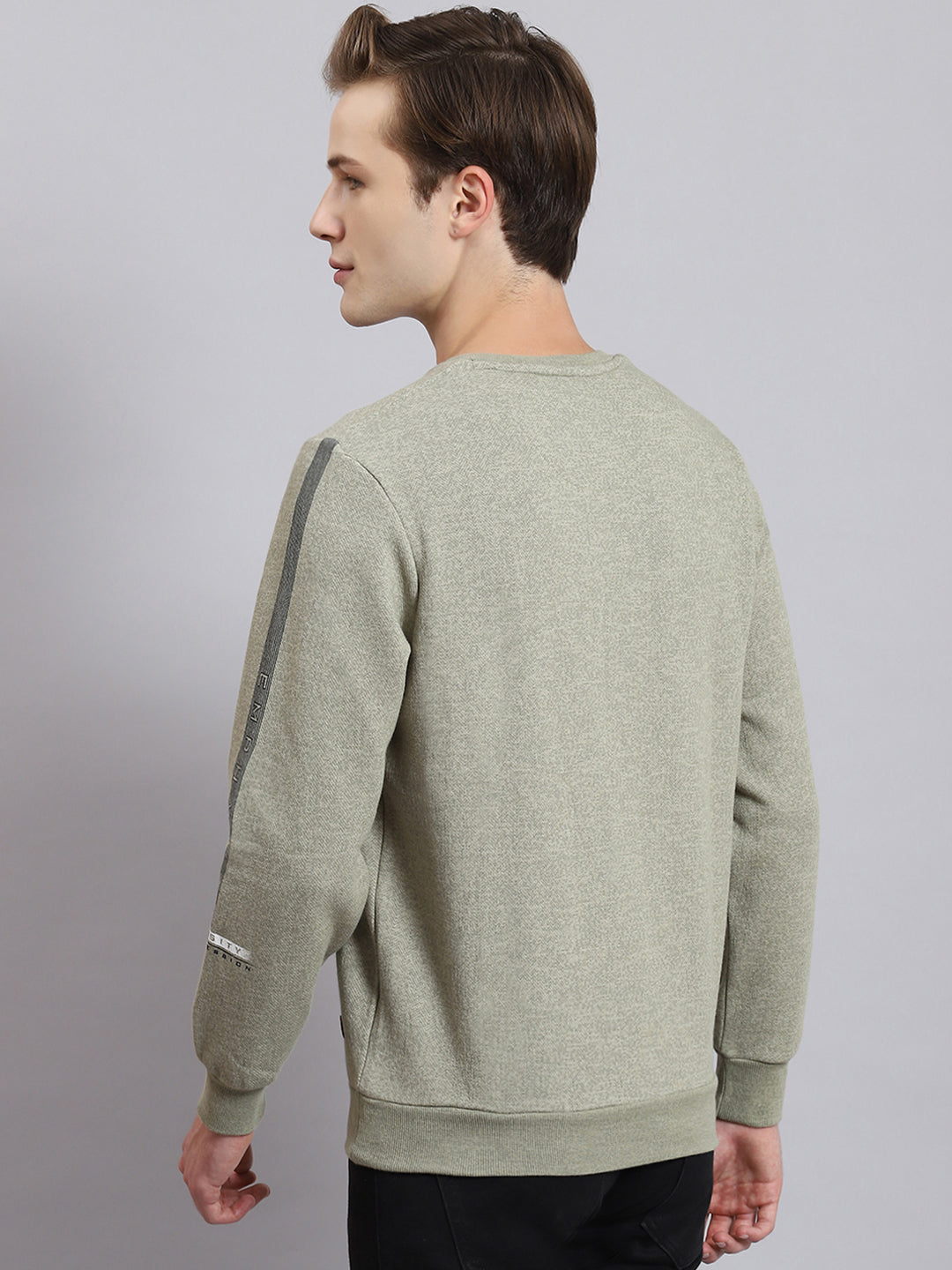 Men Green Printed Round Neck Full Sleeve Sweatshirt