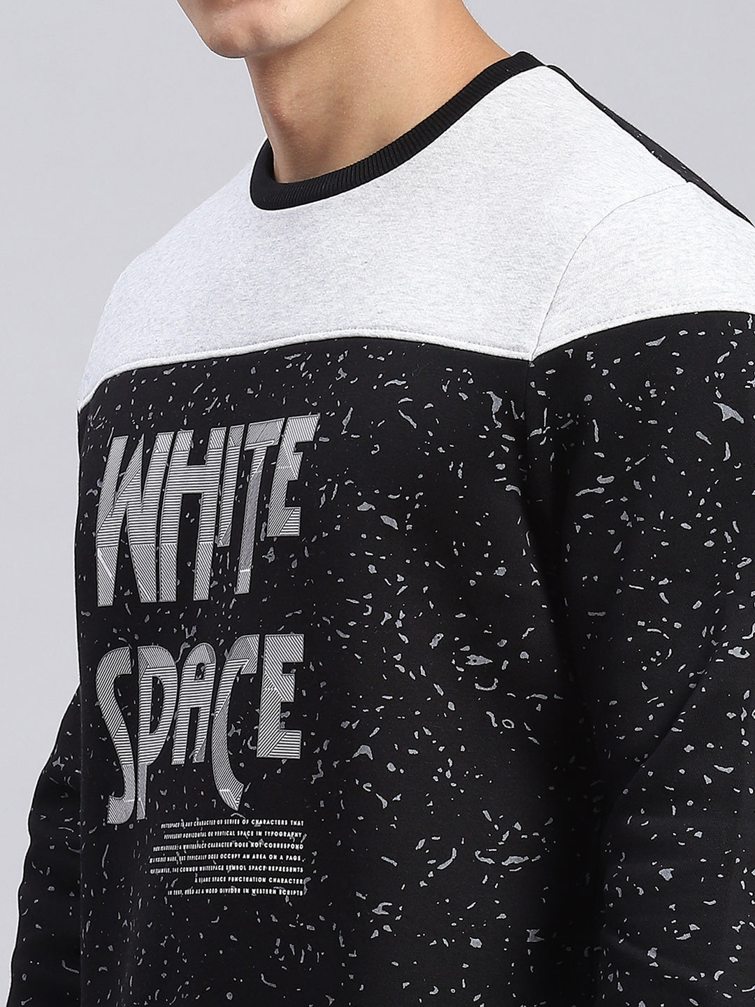 Men Black Printed Round Neck Full Sleeve Sweatshirts