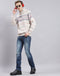 Men Grey Stripe Hooded Full Sleeve Sweatshirt