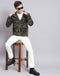 Men Olive Solid Hooded Full Sleeve Sweatshirt