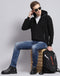 Men Black Solid Hooded Full Sleeve Sweatshirt