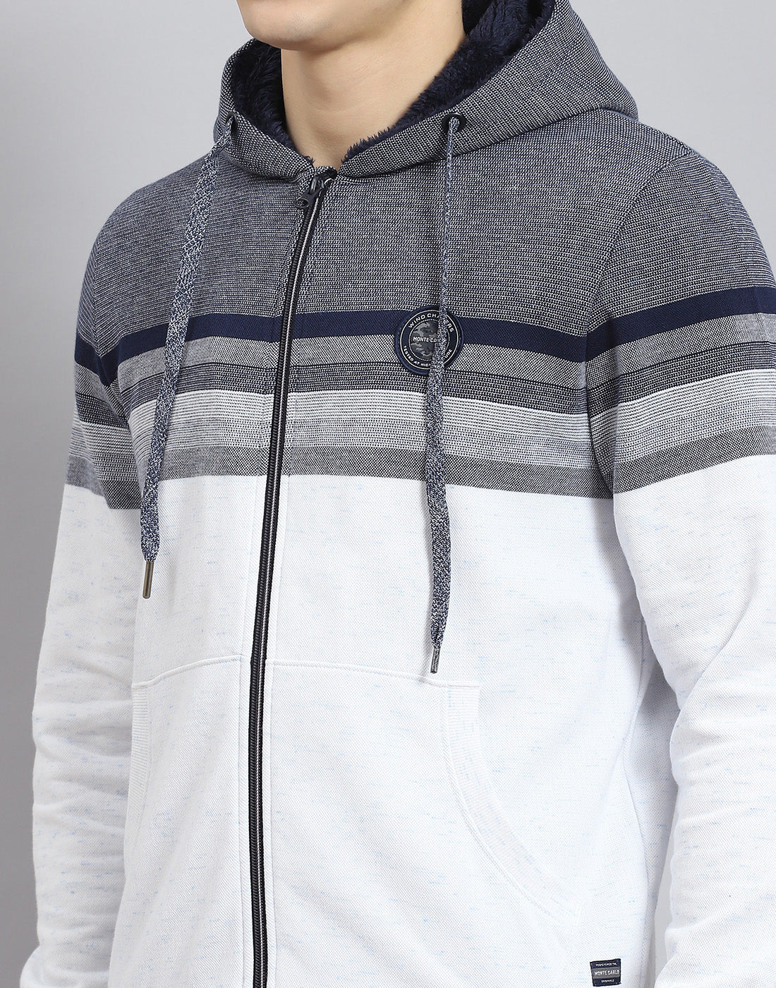 Men Navy Blue Solid Hooded Full Sleeve Sweatshirt