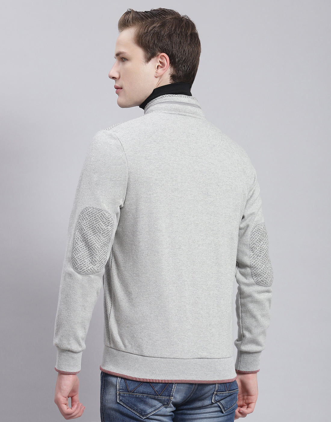 Men Grey Solid Hooded Full Sleeve Sweatshirt