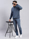 Men Blue Self Design T Neck Full Sleeve Sweatshirts