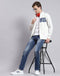 Men Off White Solid Stand Collar Full Sleeve Sweatshirt