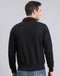 Men Black Solid Hooded Full Sleeve Sweatshirt