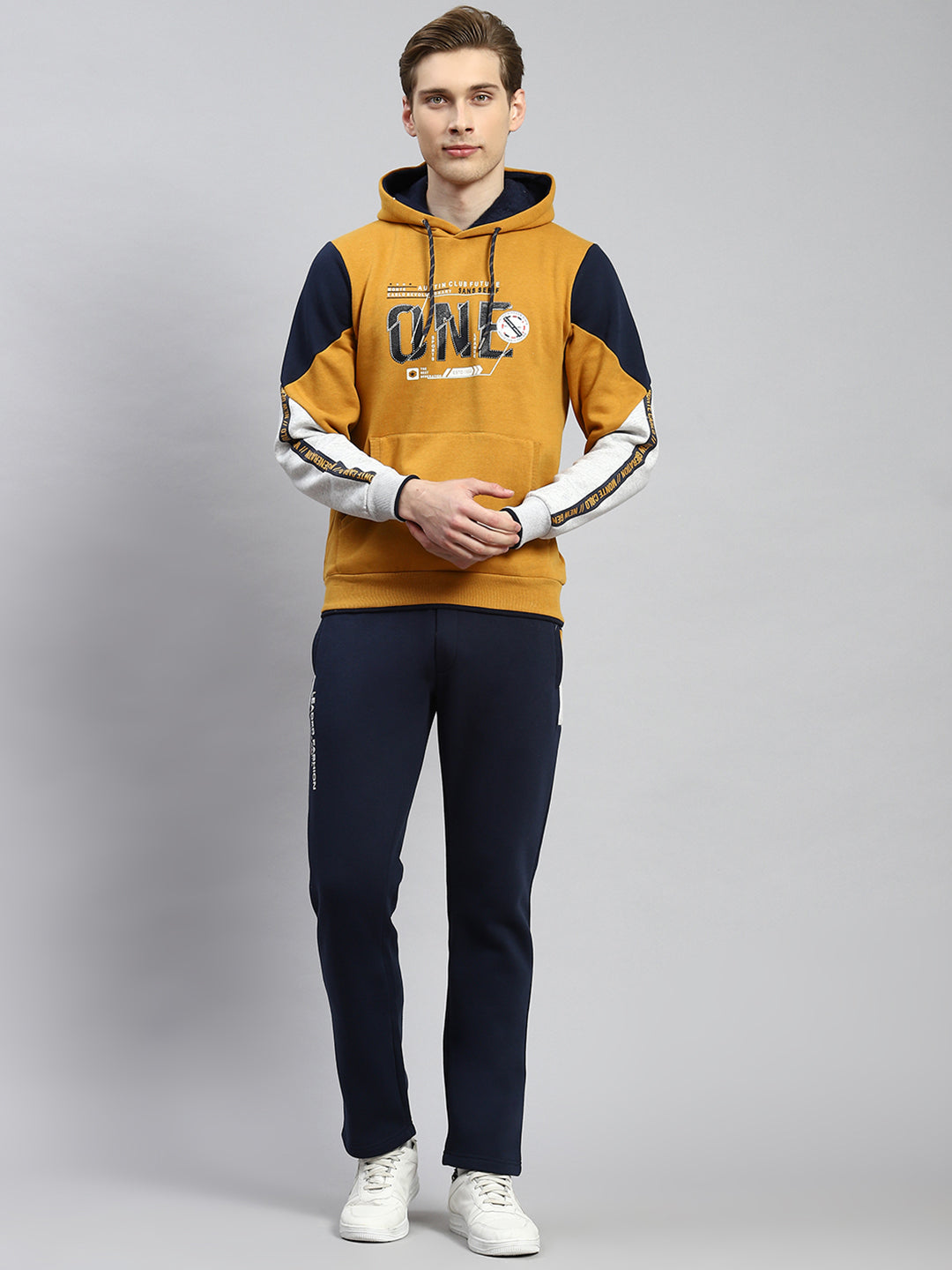 Men Mustard Plain Tracksuit