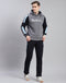 Men Navy Blue Solid Hooded Full Sleeve Tracksuit