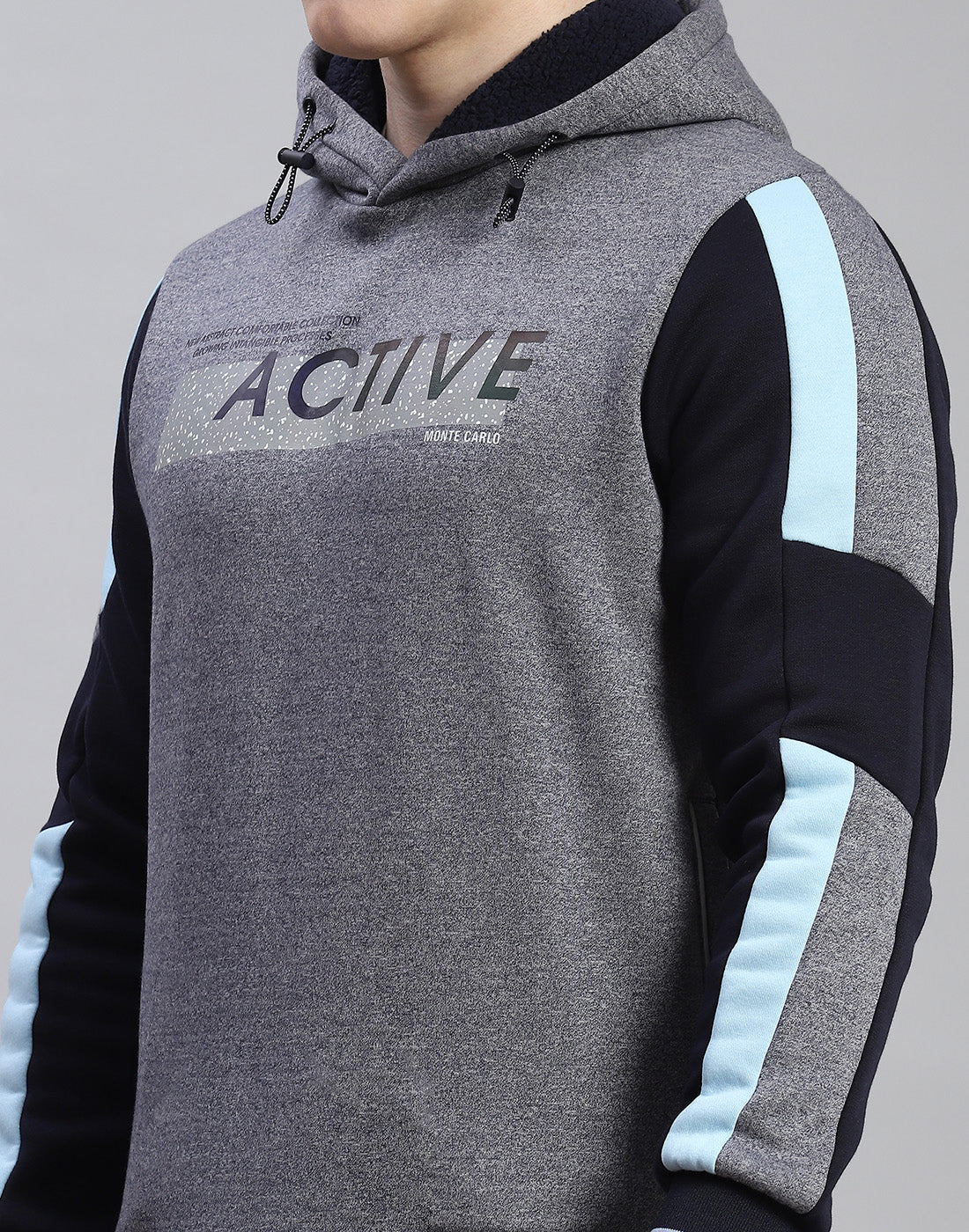 Men Navy Blue Solid Hooded Full Sleeve Tracksuit