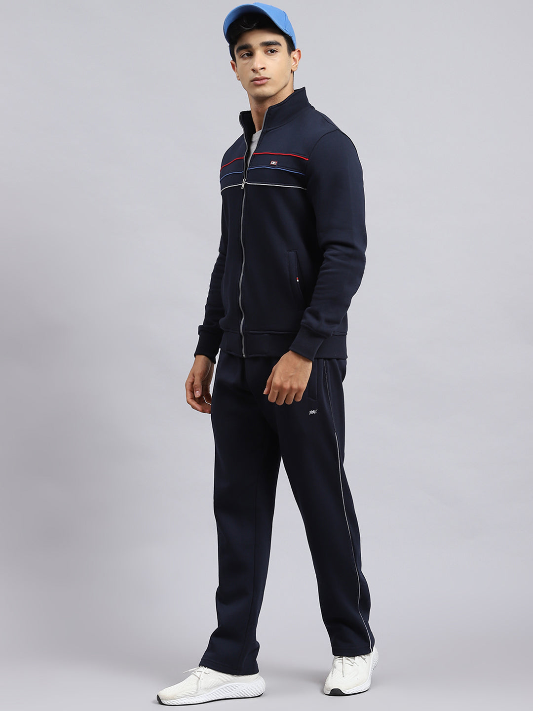 Men Navy Blue Plain Tracksuit