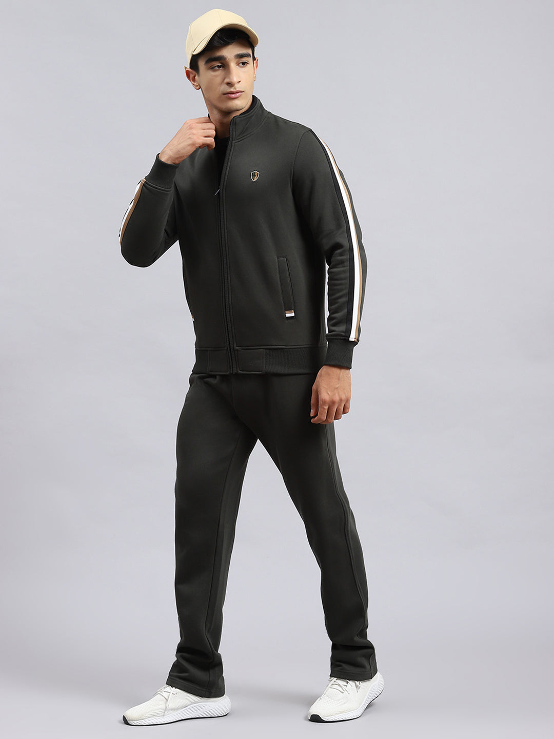 Men Olive Plain Tracksuit
