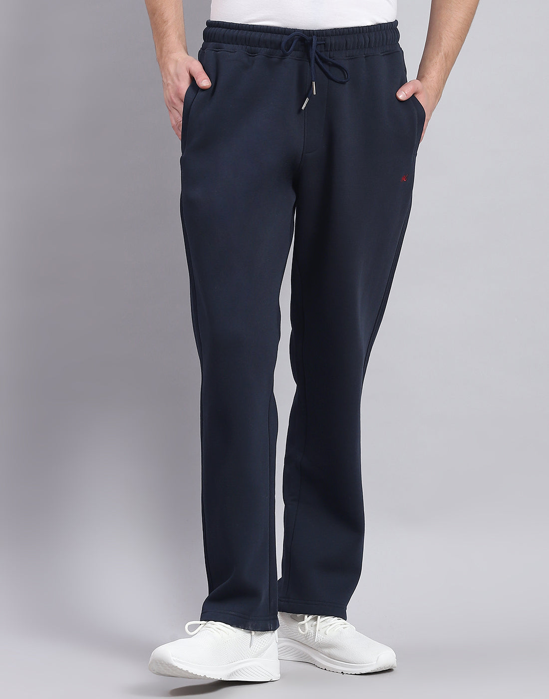 Men Navy Blue Solid Stand Collar Full Sleeve Tracksuit