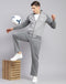 Men Grey Solid Stand Collar Full Sleeve Tracksuit