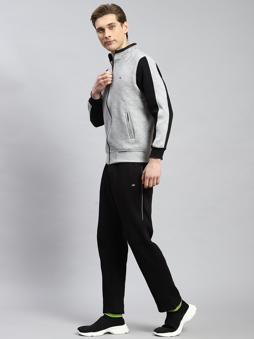 Men Grey Plain Tracksuit