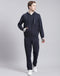 Men Navy Blue Solid Hooded Full Sleeve Tracksuit