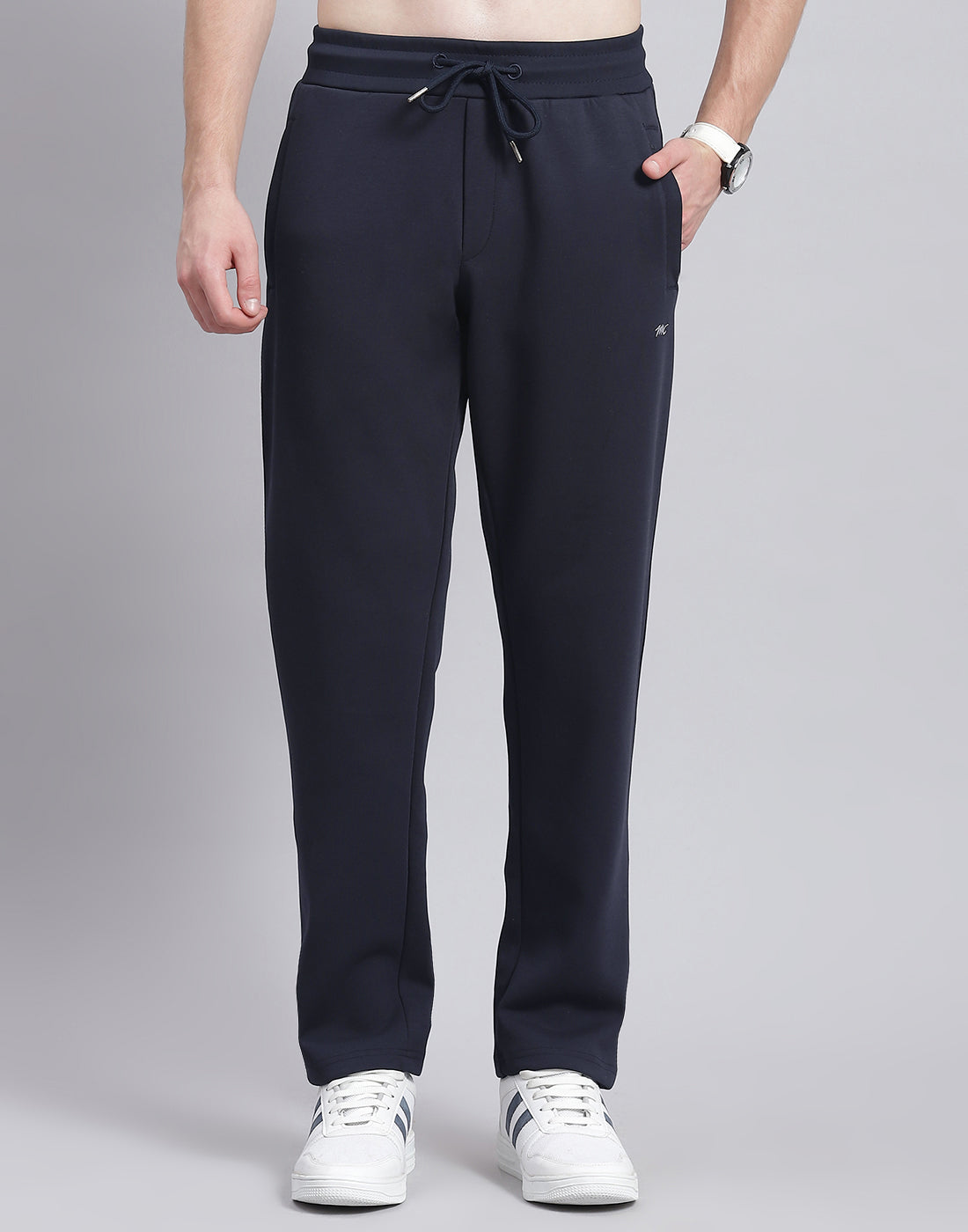 Men Navy Blue Solid Hooded Full Sleeve Tracksuit