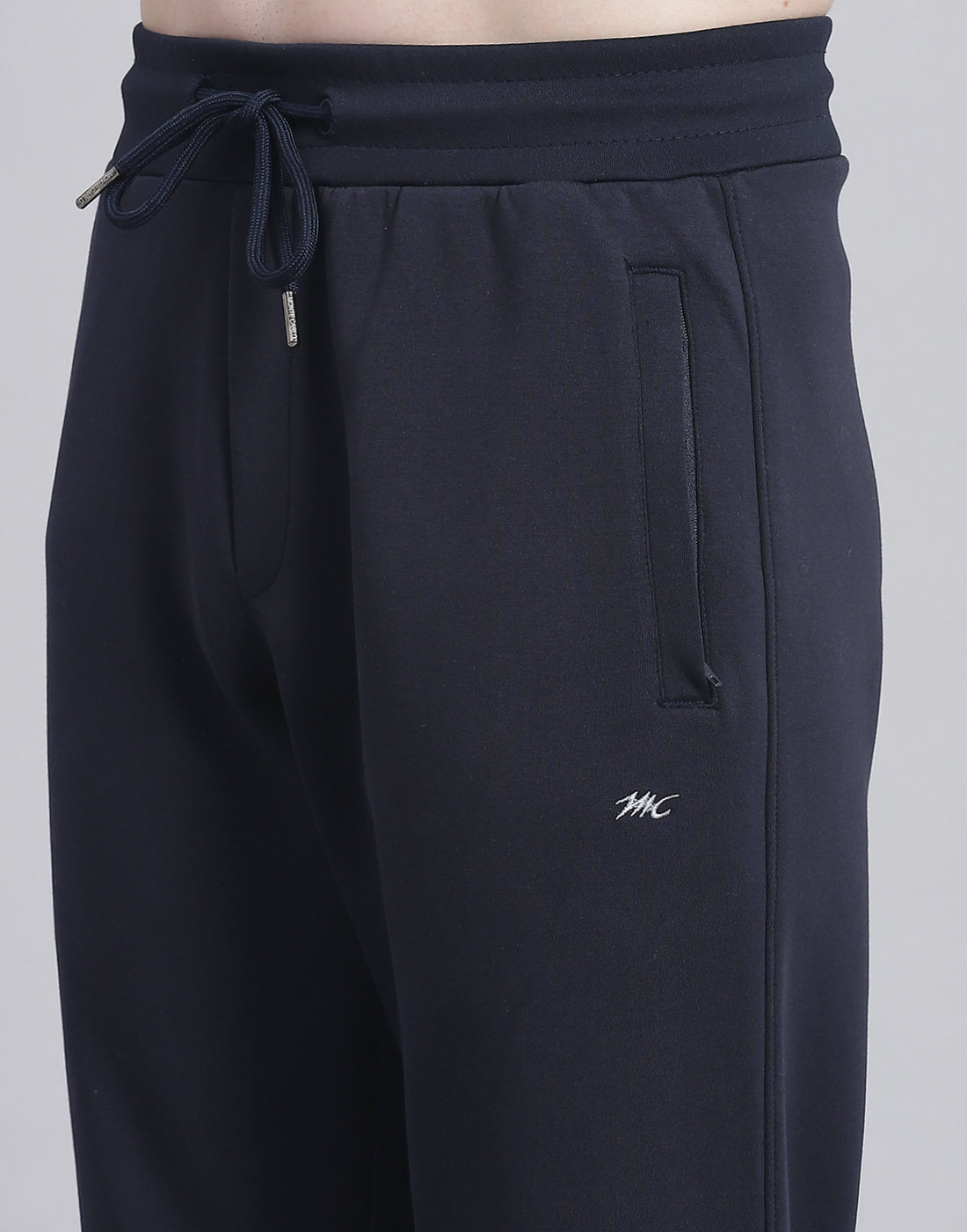 Men Navy Blue Solid Hooded Full Sleeve Tracksuit