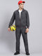 Men Grey Solid Cotton Blend Track Suit
