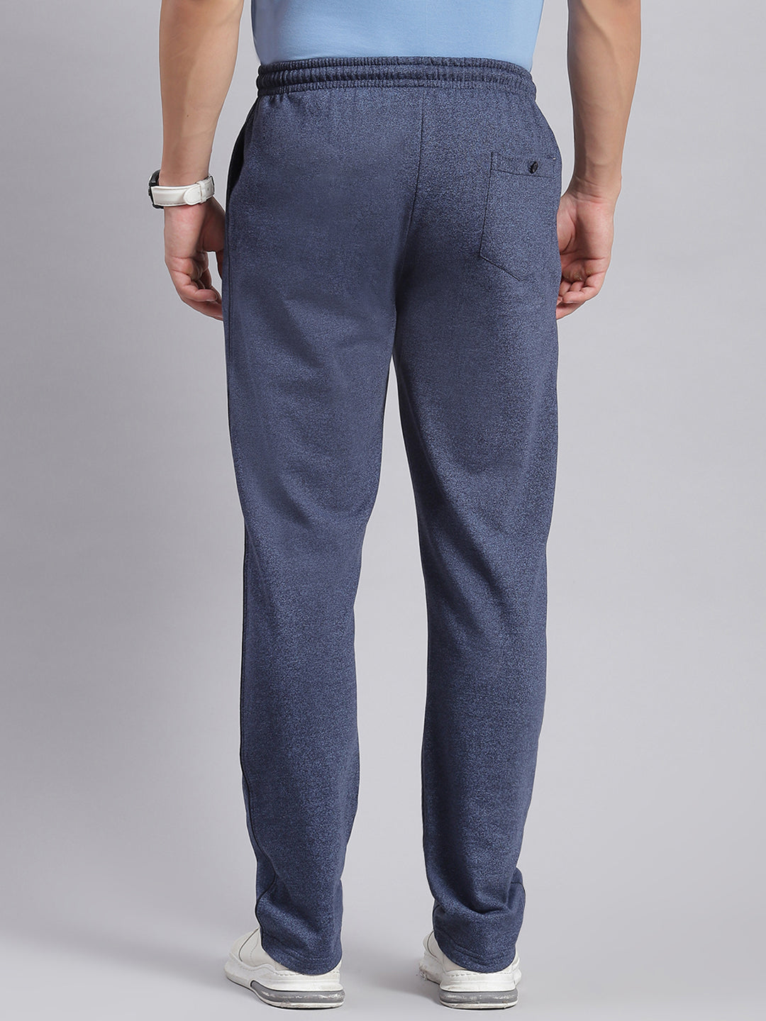 Men Blue Solid Regular Fit Winter Lowers