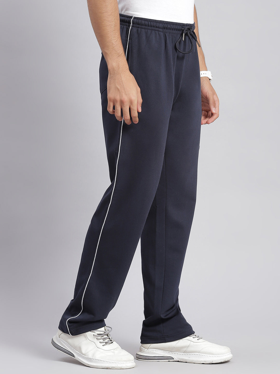 Men Navy Blue Solid Regular Fit Winter Lowers