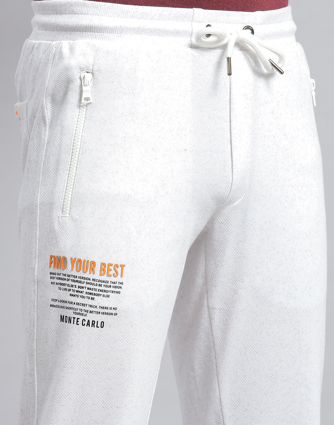 Men Off White Printed Regular Fit Winter Lower