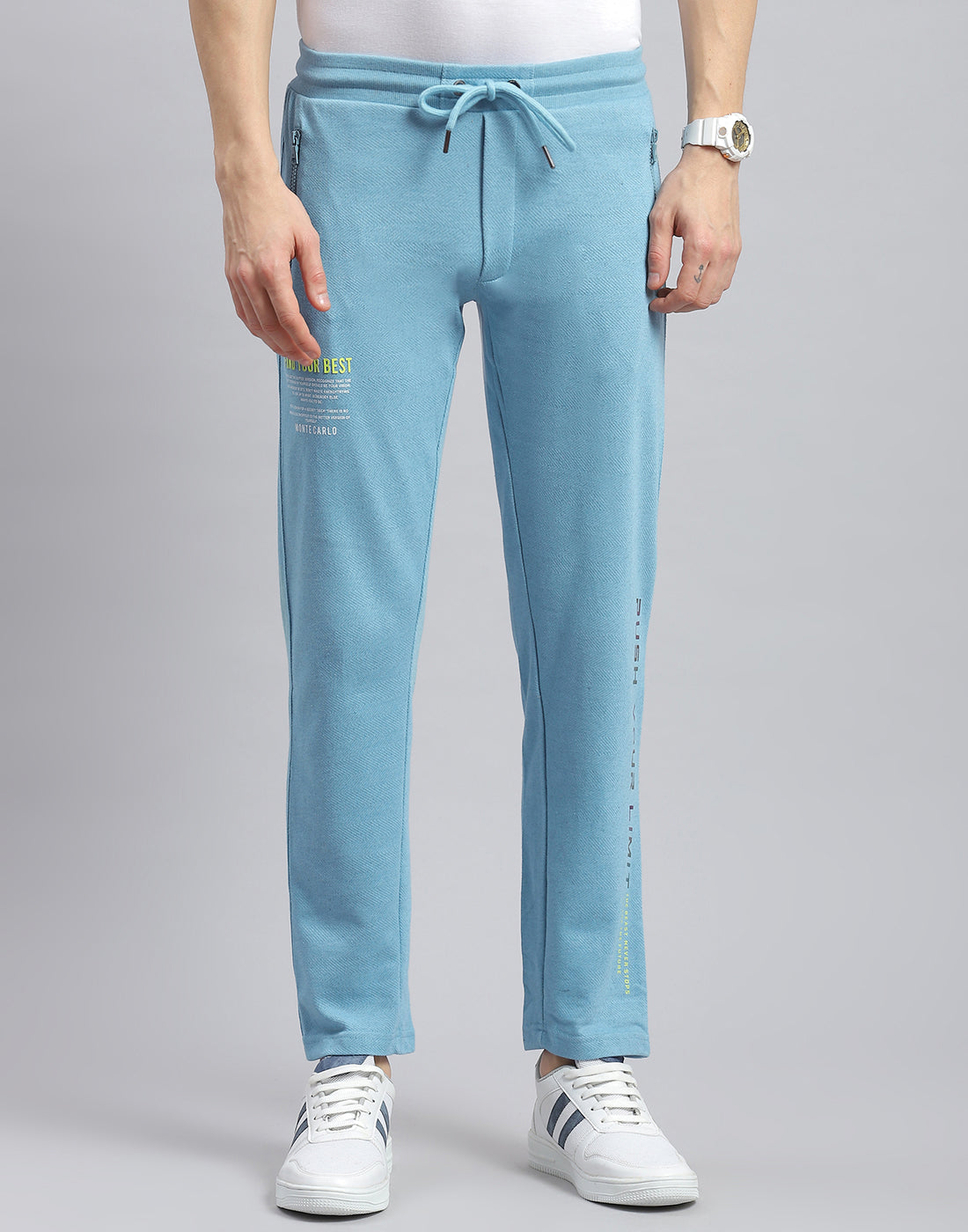 Men Blue Printed Regular Fit Winter Lower