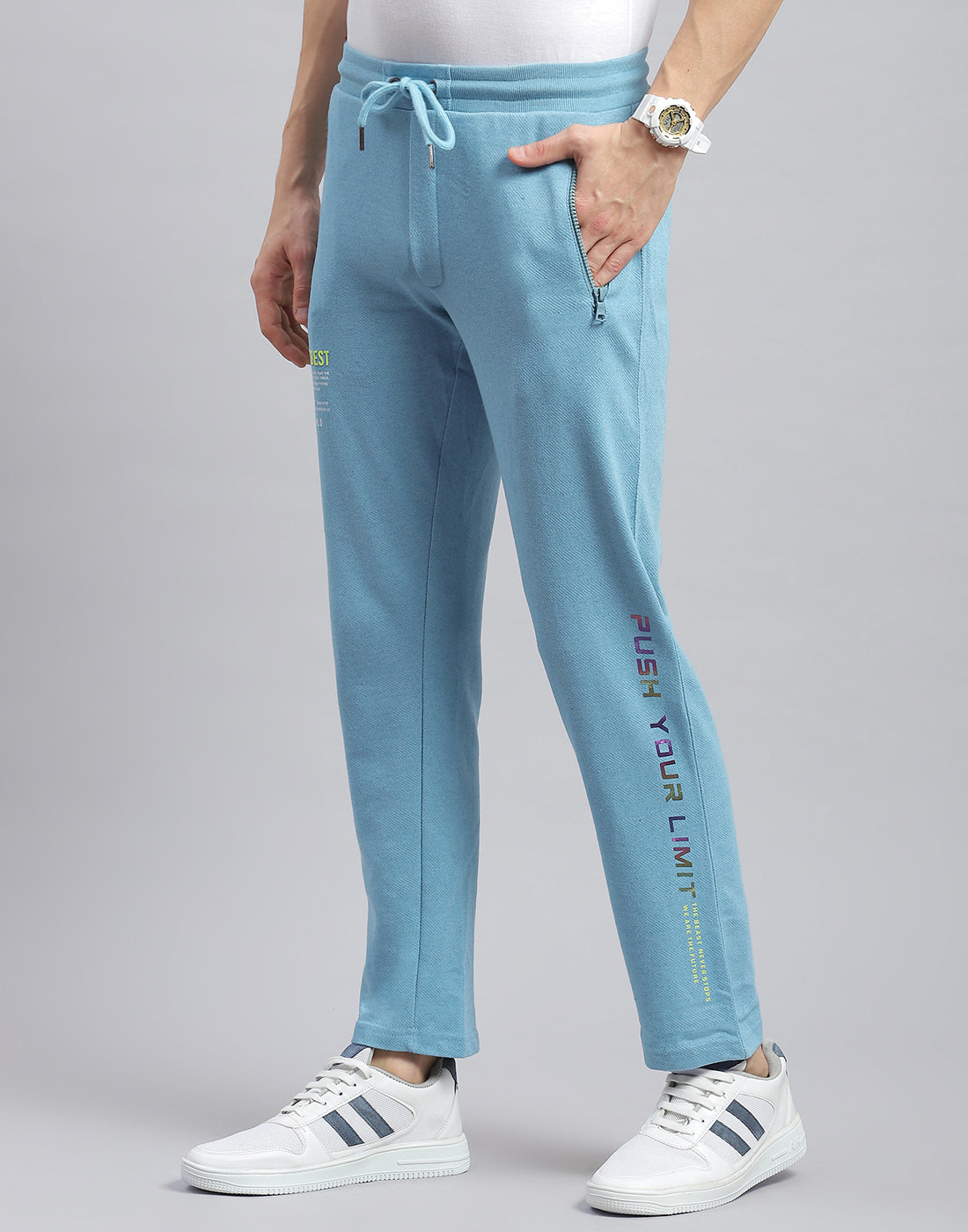 Men Blue Printed Regular Fit Winter Lower