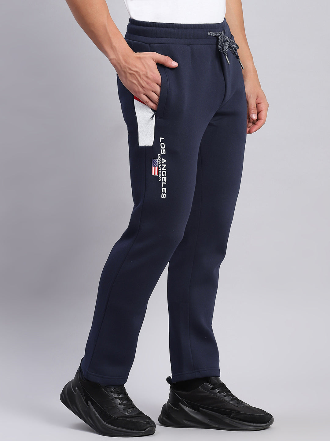 Men Navy Blue Printed Regular Fit Lowers