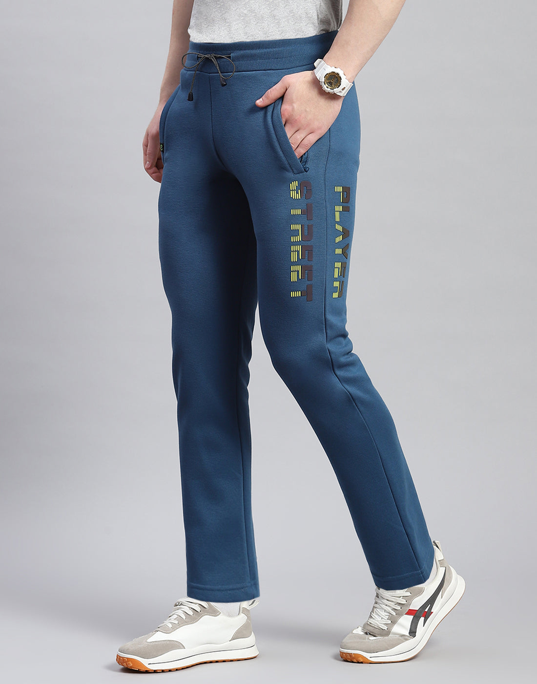 Men Teal Blue Printed Regular Fit Winter Lower