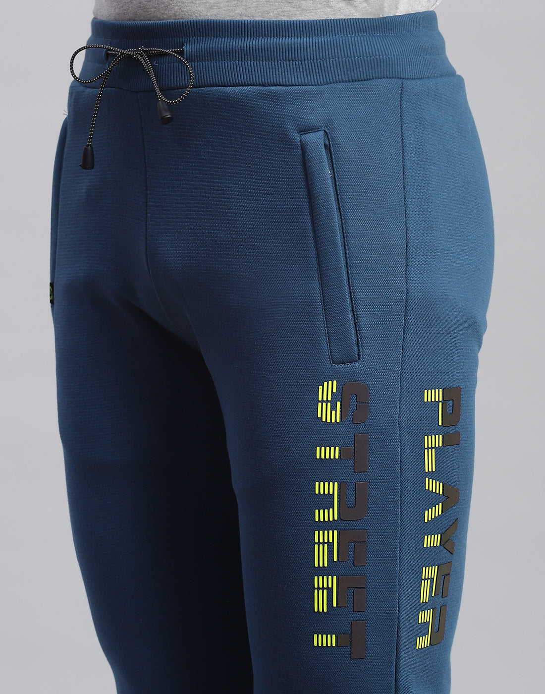 Men Teal Blue Printed Regular Fit Winter Lower