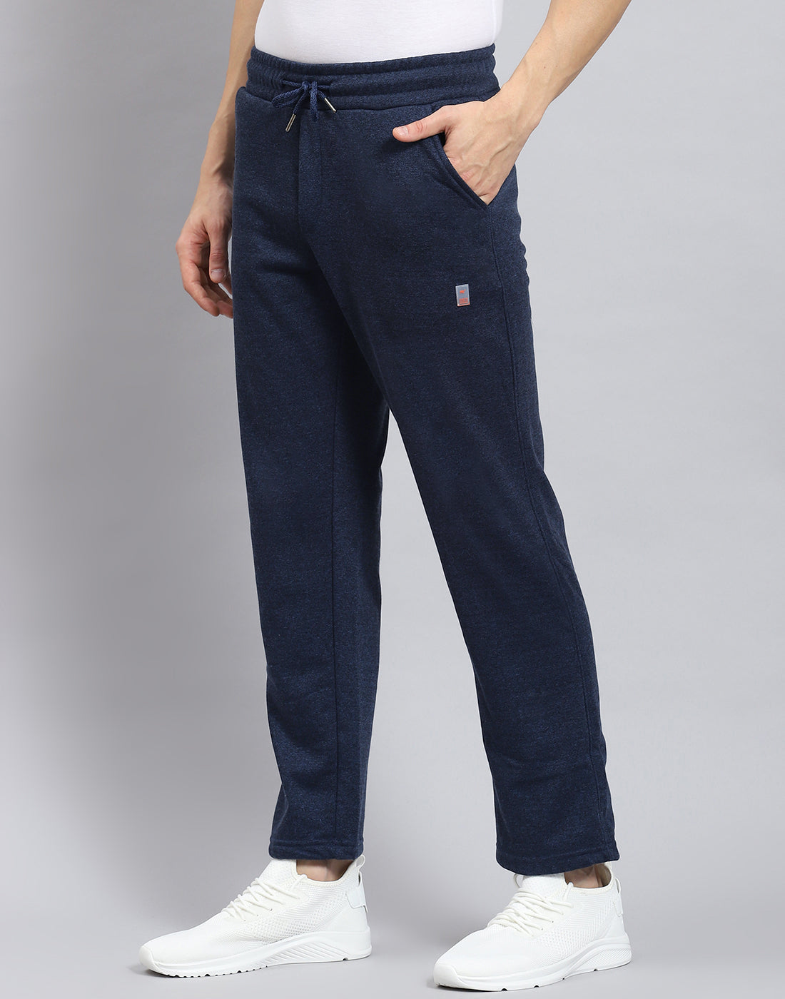 Men Navy Blue Solid Regular Fit Winter Lower