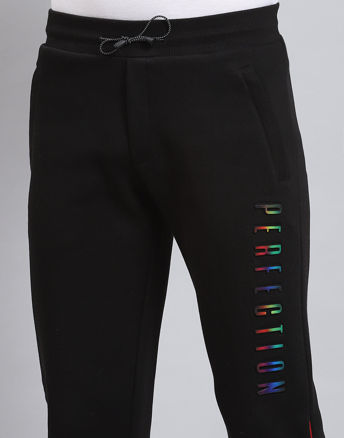 Men Black Solid Regular Fit Winter Lower