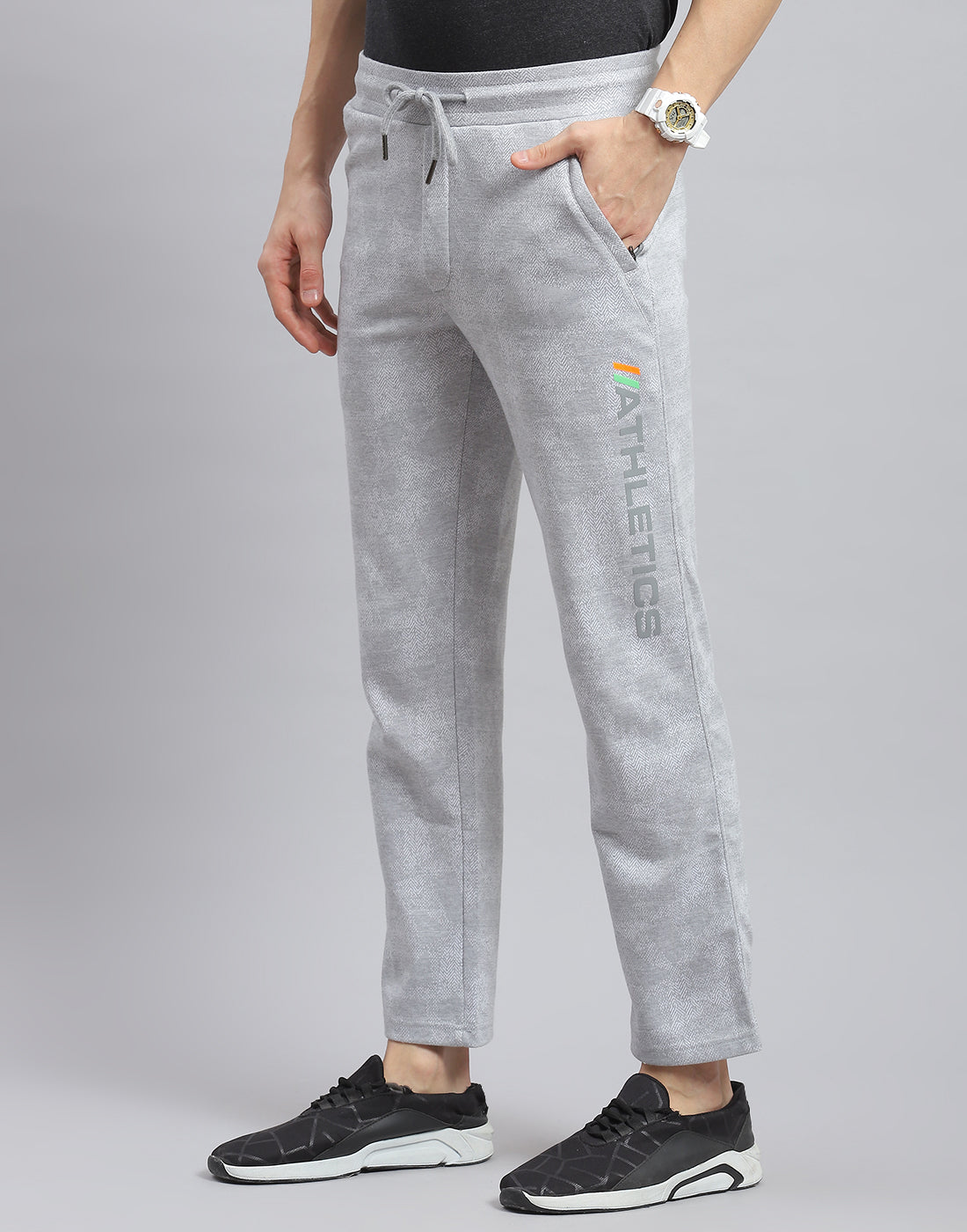Men Grey Printed Regular Fit Winter Lower