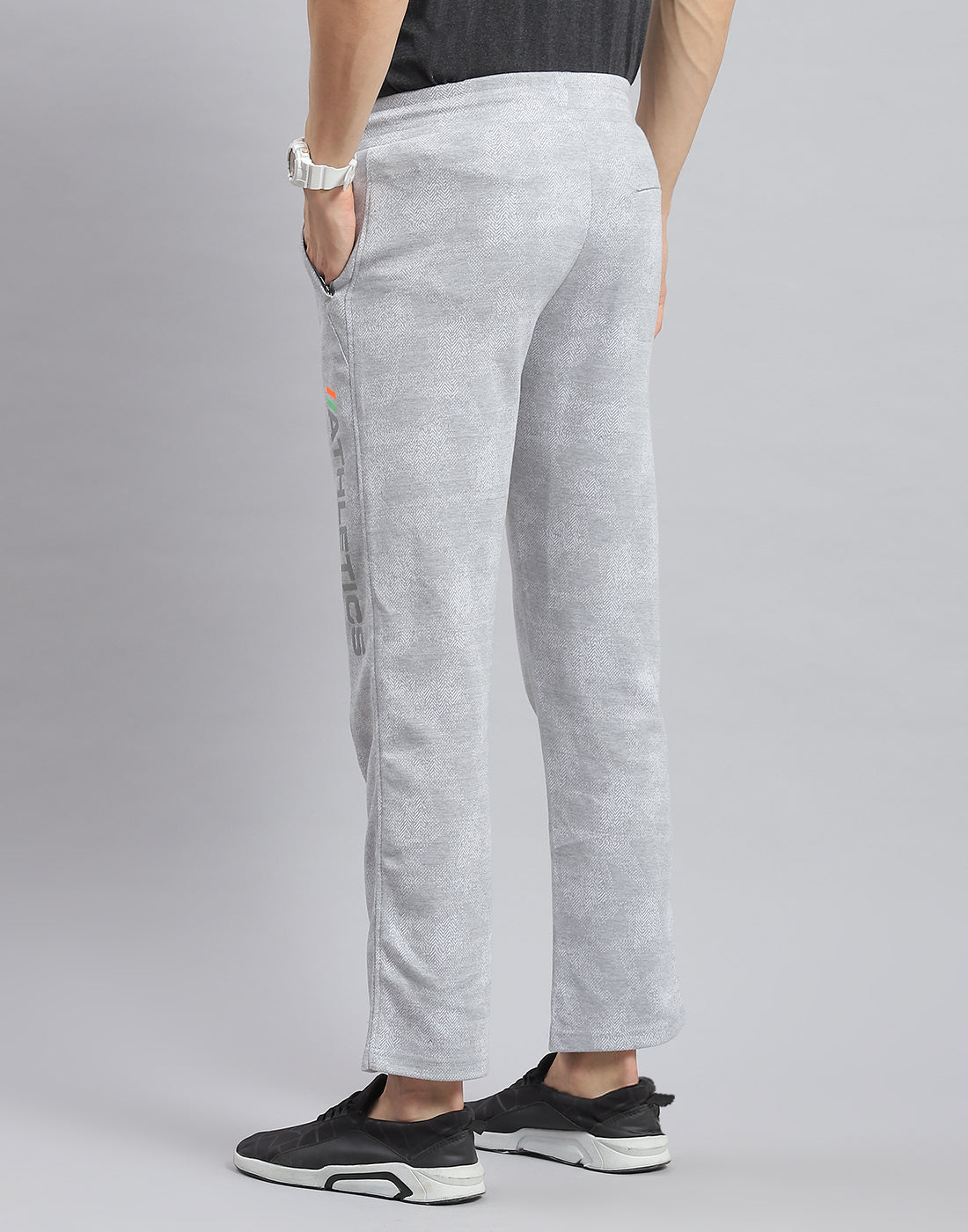 Men Grey Printed Regular Fit Winter Lower