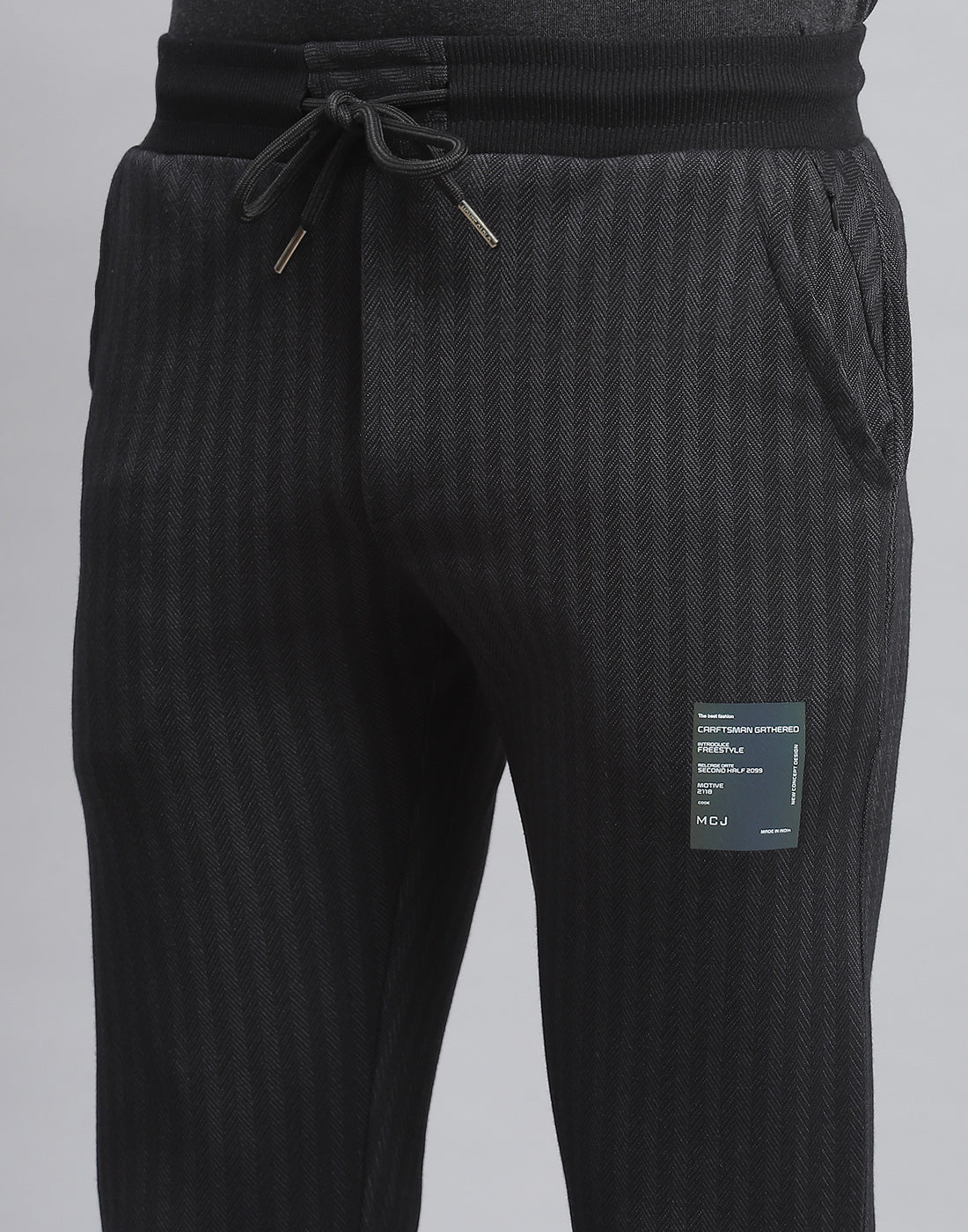 Men Black Stripe Regular Fit Winter Lower