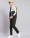Men Olive Solid Stand Collar Full Sleeve Tracksuit