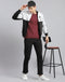 Men Black Solid Stand Collar Full Sleeve Tracksuit