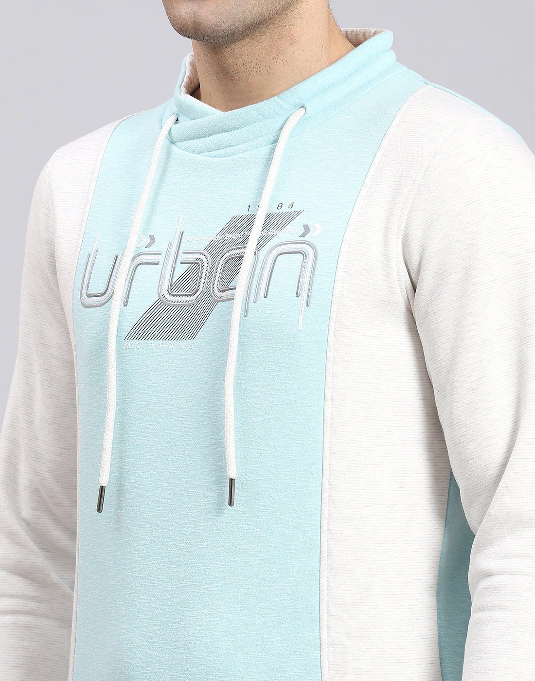 Men Blue Solid F Neck Full Sleeve Sweatshirt