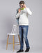 Men Off White Solid Round Neck Full Sleeve Sweatshirt