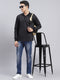 Men Black Self Design Cotton Blend T-Shirt