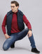 Men Navy Blue Printed Hooded Sleeveless Jacket
