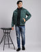 Men Green Solid Spread Collar Full Sleeve Jackets