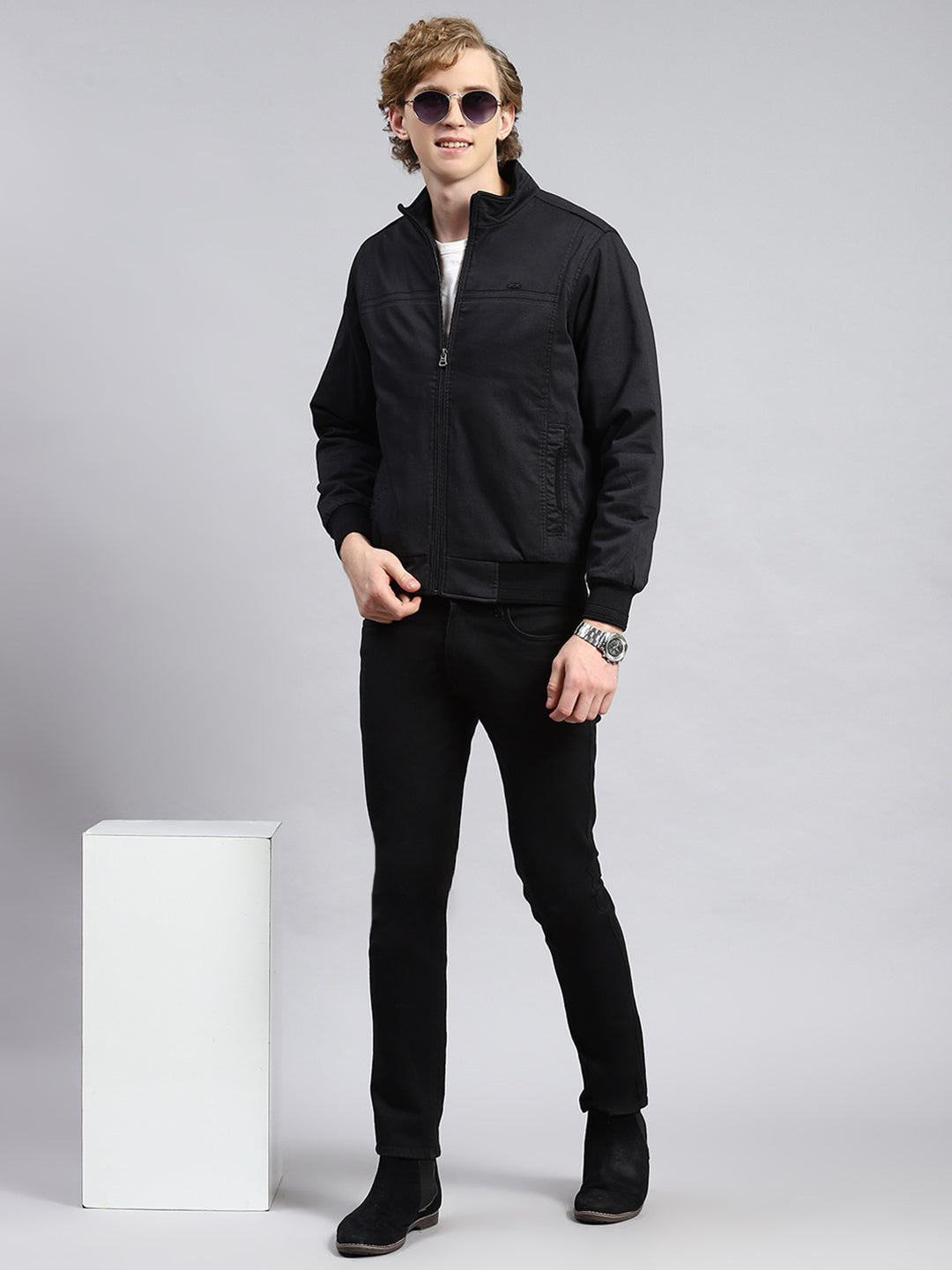 Men Black Printed Jacket