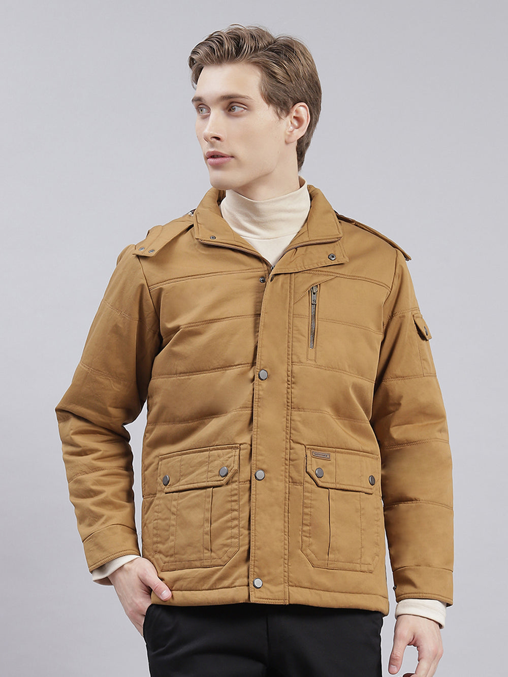 Buy Men Brown Solid Hooded Full Sleeve Jackets Online in India - Monte ...