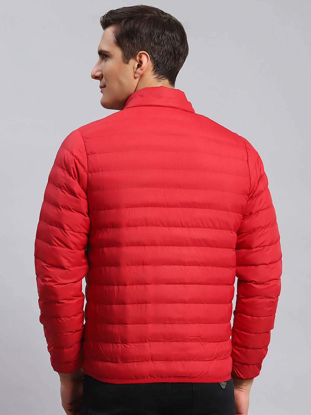 Men Red Solid Polyester Blend Jacket