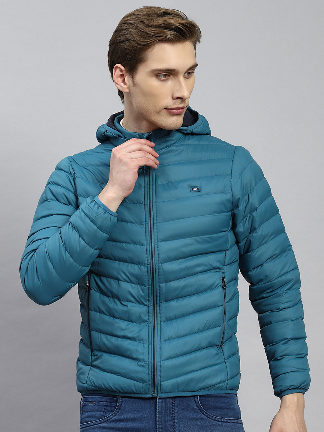 Men Blue Plain Jacket
