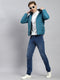 Men Blue Plain Jacket